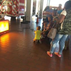 child using extinguish simulator 